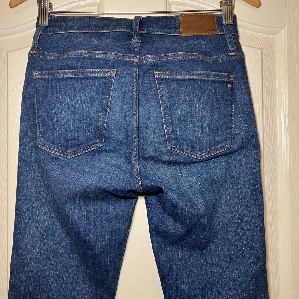 Madewell 9 Mid-Rise Skinny Jeans Blue Raw Hem Denim Size 27 - Picture 6 of 12